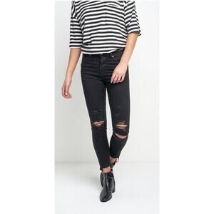 Silver Jeans Women's Robson Skinny Jeans Black Distressed High Rise Stretch Sz 7